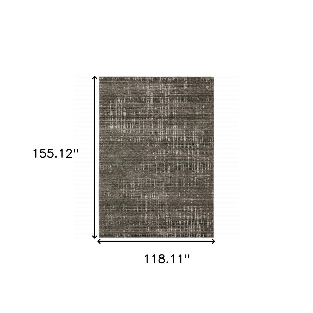 10 X 13 Charcoal Grey Grey Ivory Tan And Brown Abstract Power Loom Stain Resistant Area Rug Image 11