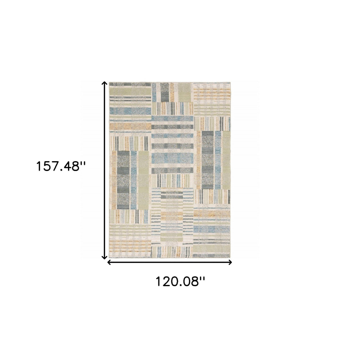 10 x 13 Gray and Ivory Geometric Power Loom Area Rug Image 1