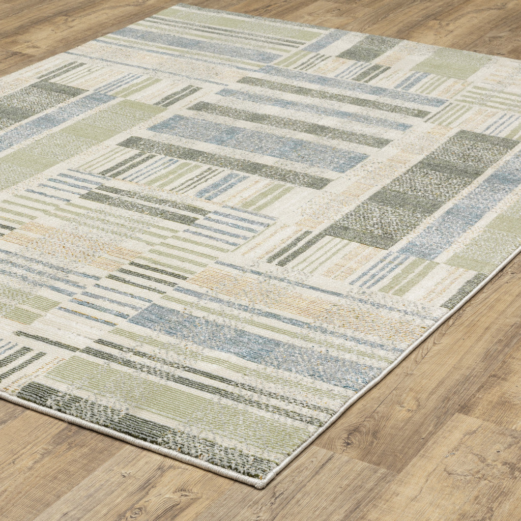 10 x 13 Gray and Ivory Geometric Power Loom Area Rug Image 3