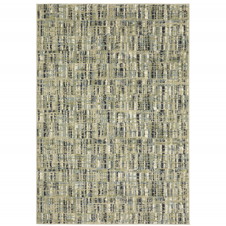 10 X 13 Green Blue Ivory Beige And Light Blue Abstract Power Loom Stain Resistant Area Rug Image 1