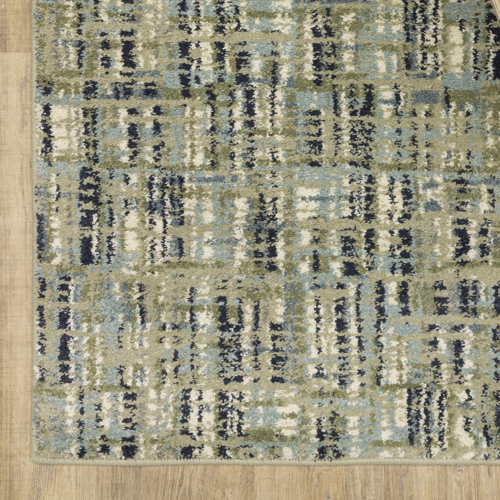 10 X 13 Green Blue Ivory Beige And Light Blue Abstract Power Loom Stain Resistant Area Rug Image 3