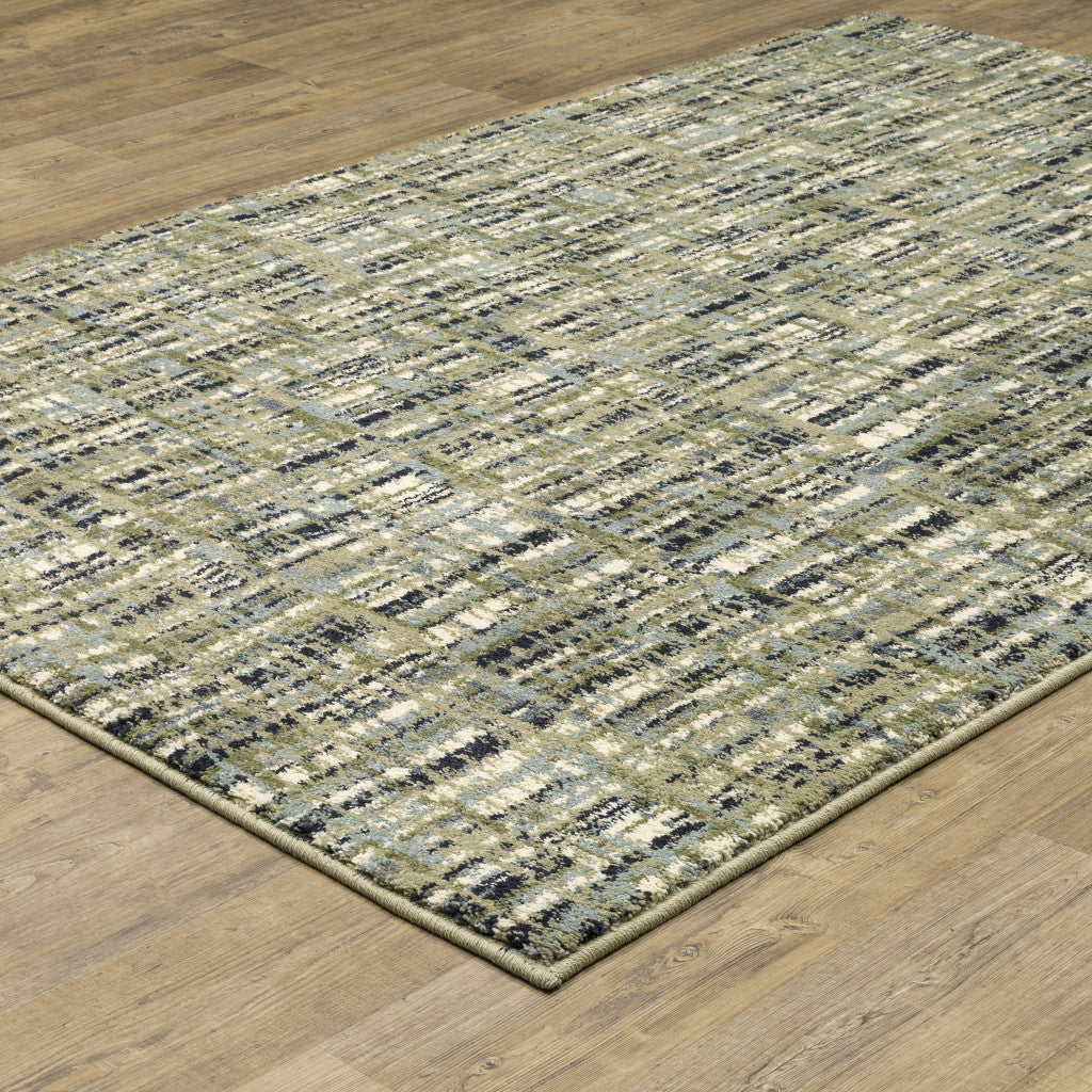 10 X 13 Green Blue Ivory Beige And Light Blue Abstract Power Loom Stain Resistant Area Rug Image 5