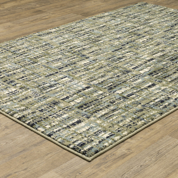 10 X 13 Green Blue Ivory Beige And Light Blue Abstract Power Loom Stain Resistant Area Rug Image 5