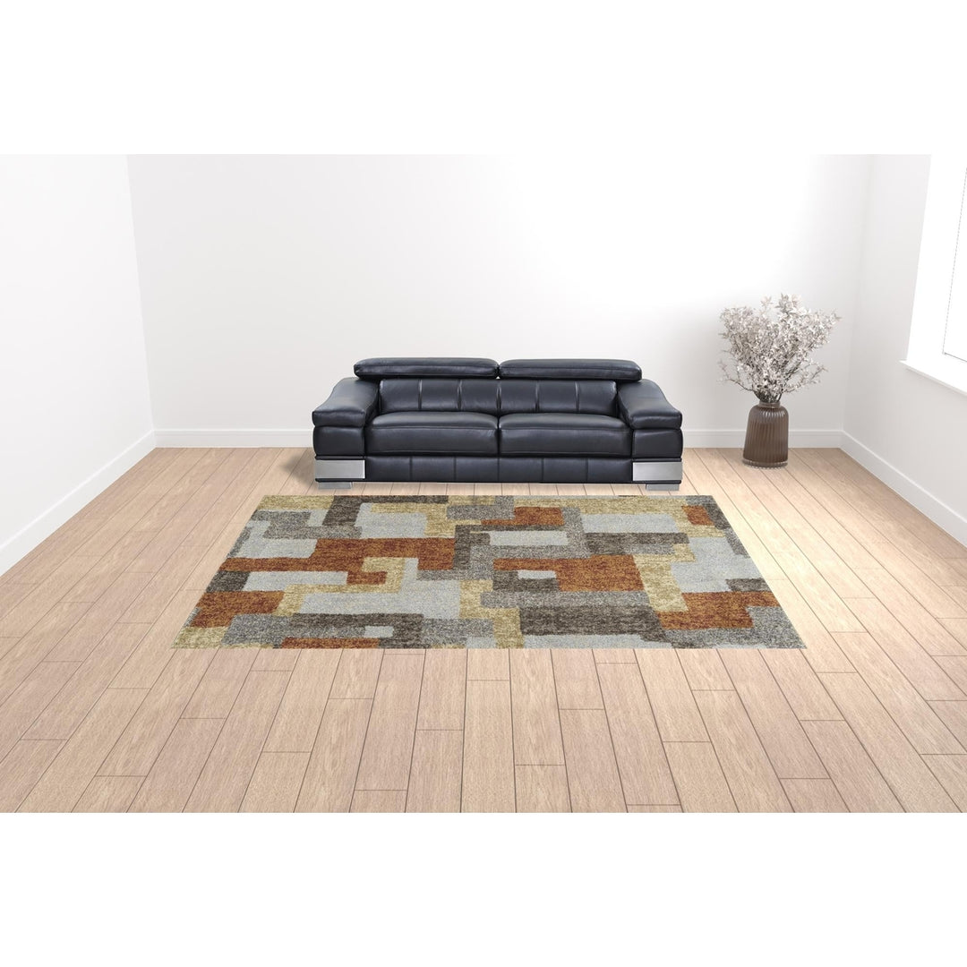 10 X 13 Grey And Brown Geometric Area Rug Image 1