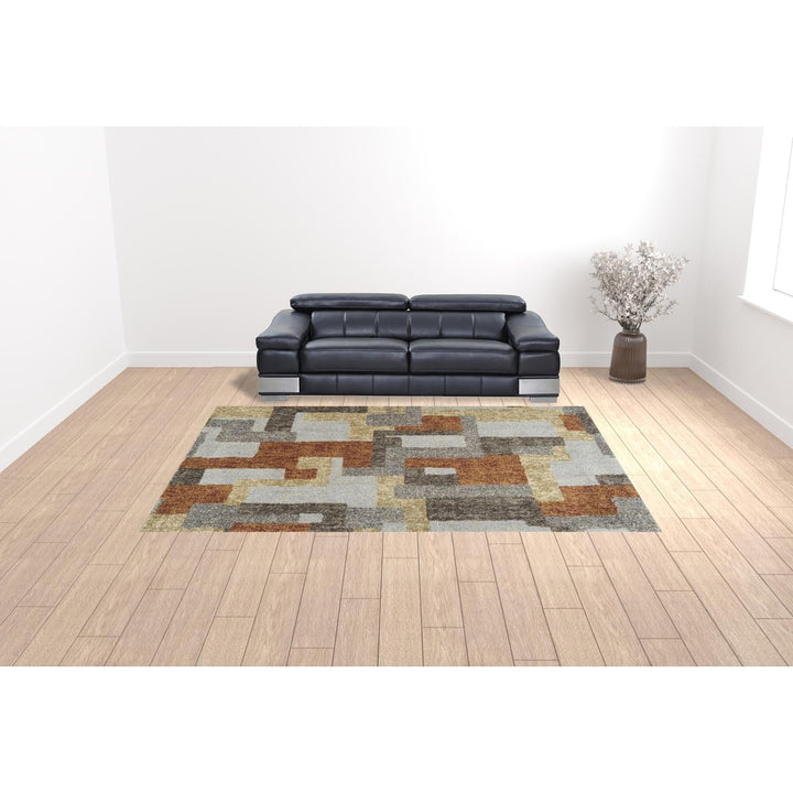 10 X 13 Grey And Brown Geometric Area Rug Image 1