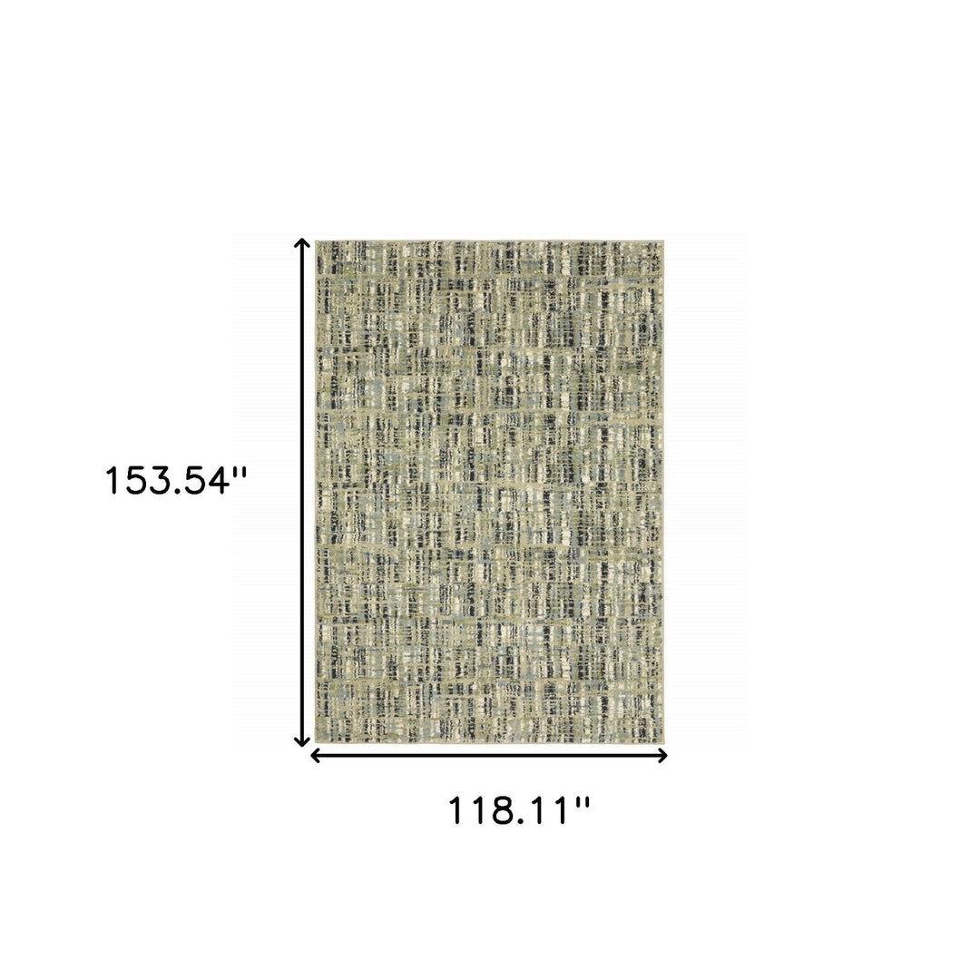 10 X 13 Green Blue Ivory Beige And Light Blue Abstract Power Loom Stain Resistant Area Rug Image 9