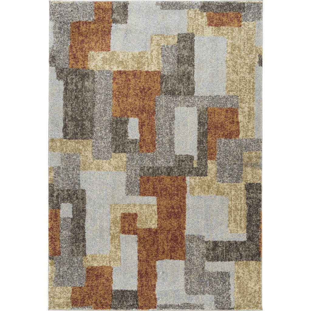 10 X 13 Grey And Brown Geometric Area Rug Image 2