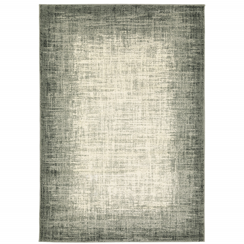 10 X 13 Grey Beige And Blue Power Loom Stain Resistant Area Rug Image 1