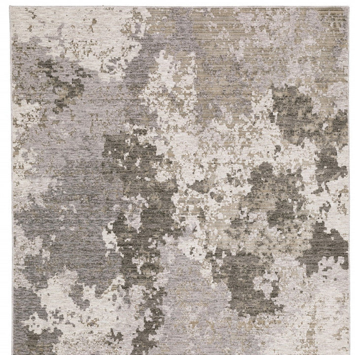 10 X 13 Grey Ivory Beige Tan Brown And Black Abstract Power Loom Stain Resistant Area Rug Image 5