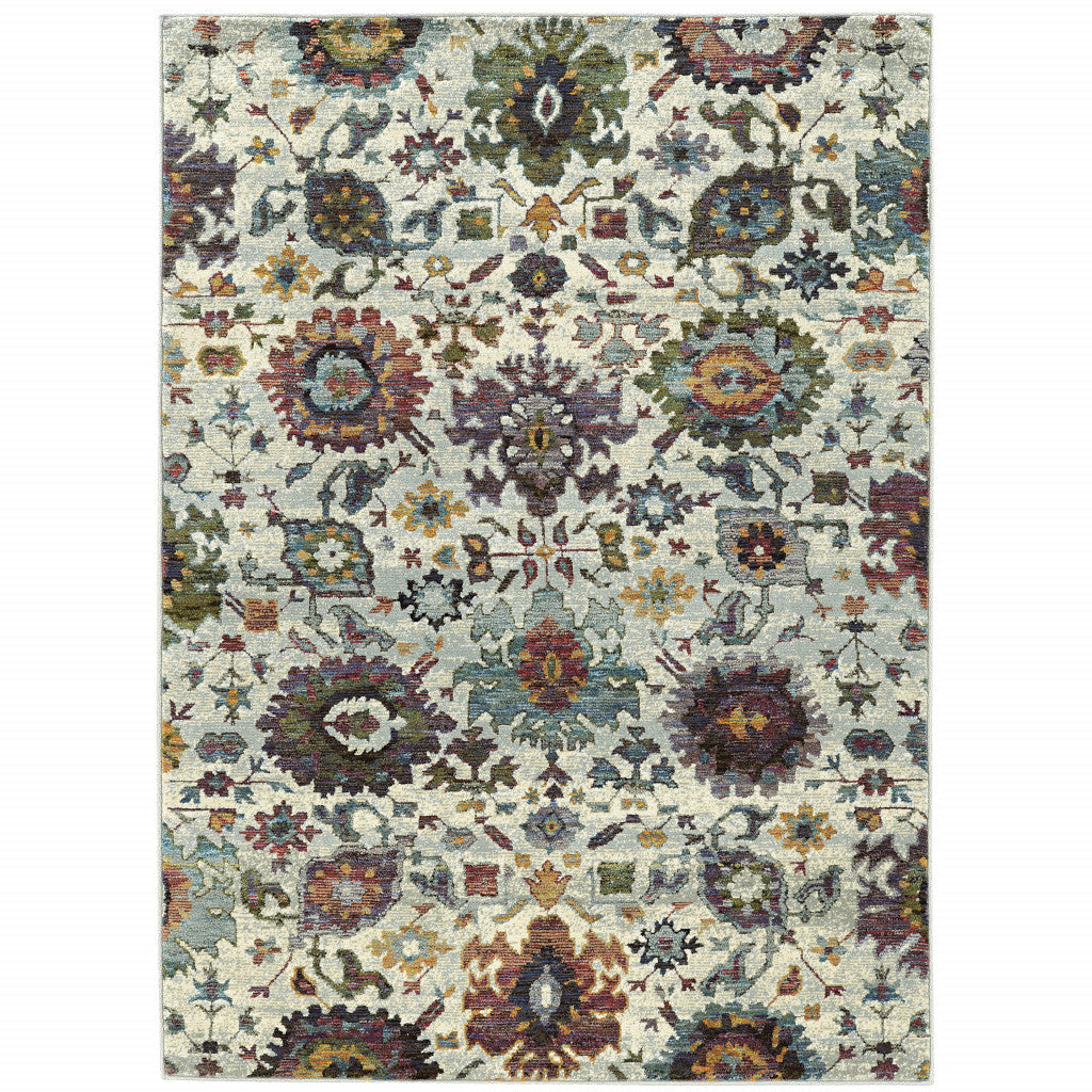 10 x 13 Purple and Gray Oriental Power Loom Area Rug Image 2