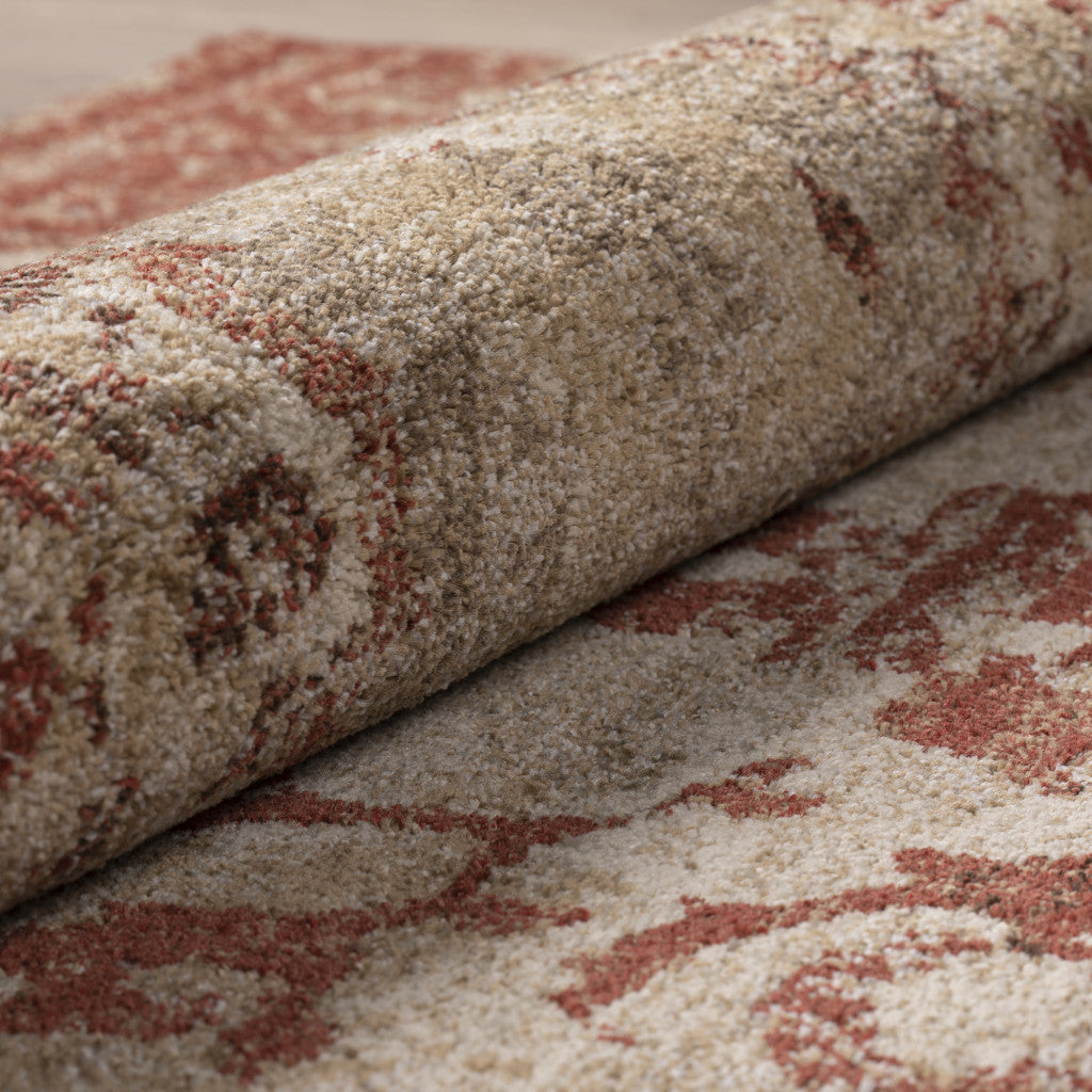 10 x 13 Red and Beige Oriental Area Rug Image 4