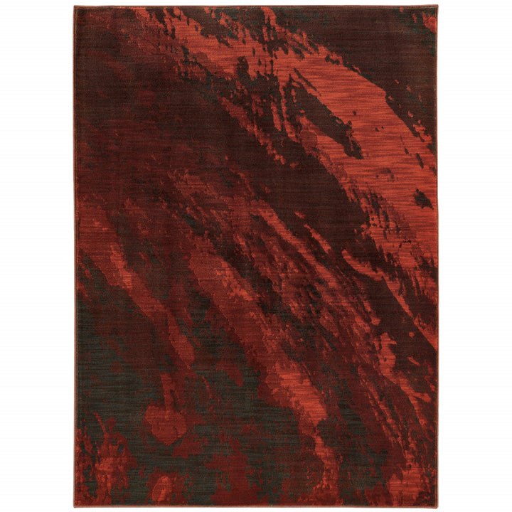 10 X 13 Red And Grey Abstract Power Loom Stain Resistant Area Rug Image 1