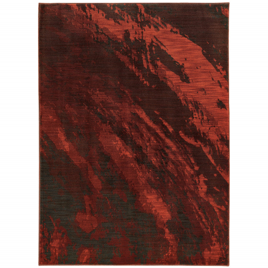 10 X 13 Red And Grey Abstract Power Loom Stain Resistant Area Rug Image 1