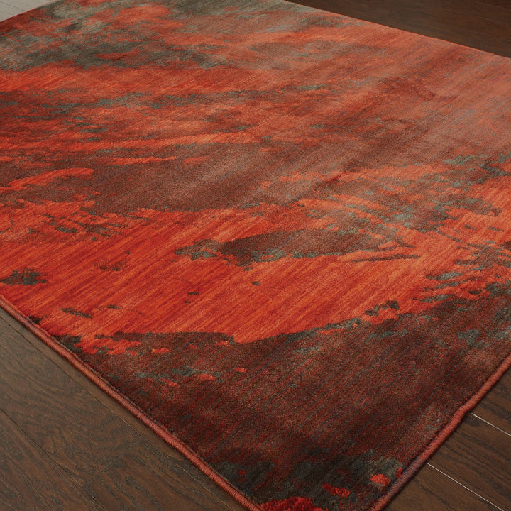 10 X 13 Red And Grey Abstract Power Loom Stain Resistant Area Rug Image 3