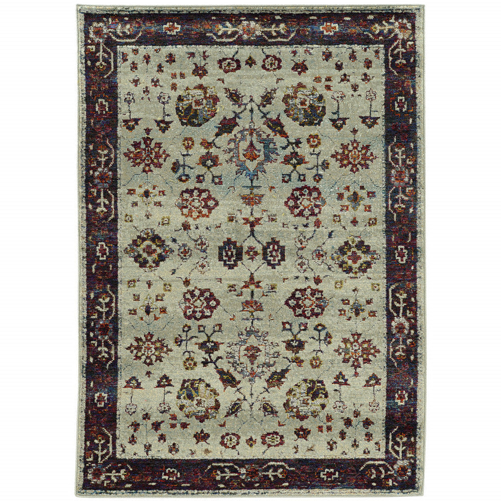 10 x 13 Red and Ivory Oriental Power Loom Area Rug Image 2