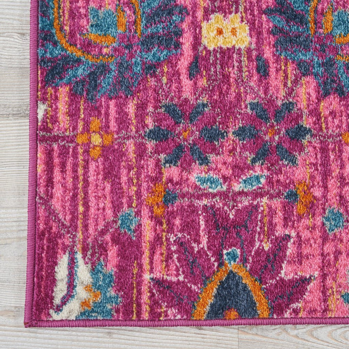 10 Pink Floral Power Loom Runner Rug Image 3