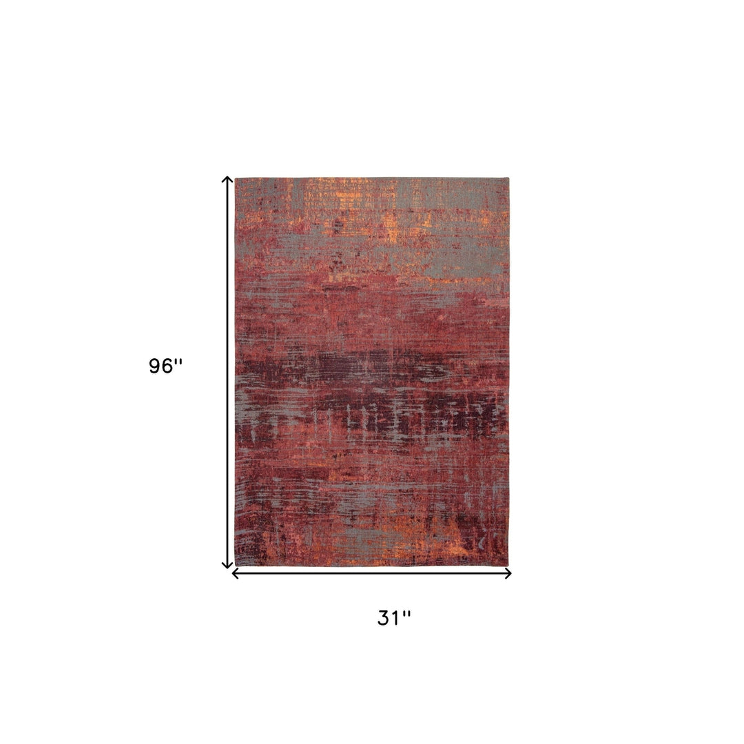 10 Red and Gray Abstract Non Skid Area Rug Image 3