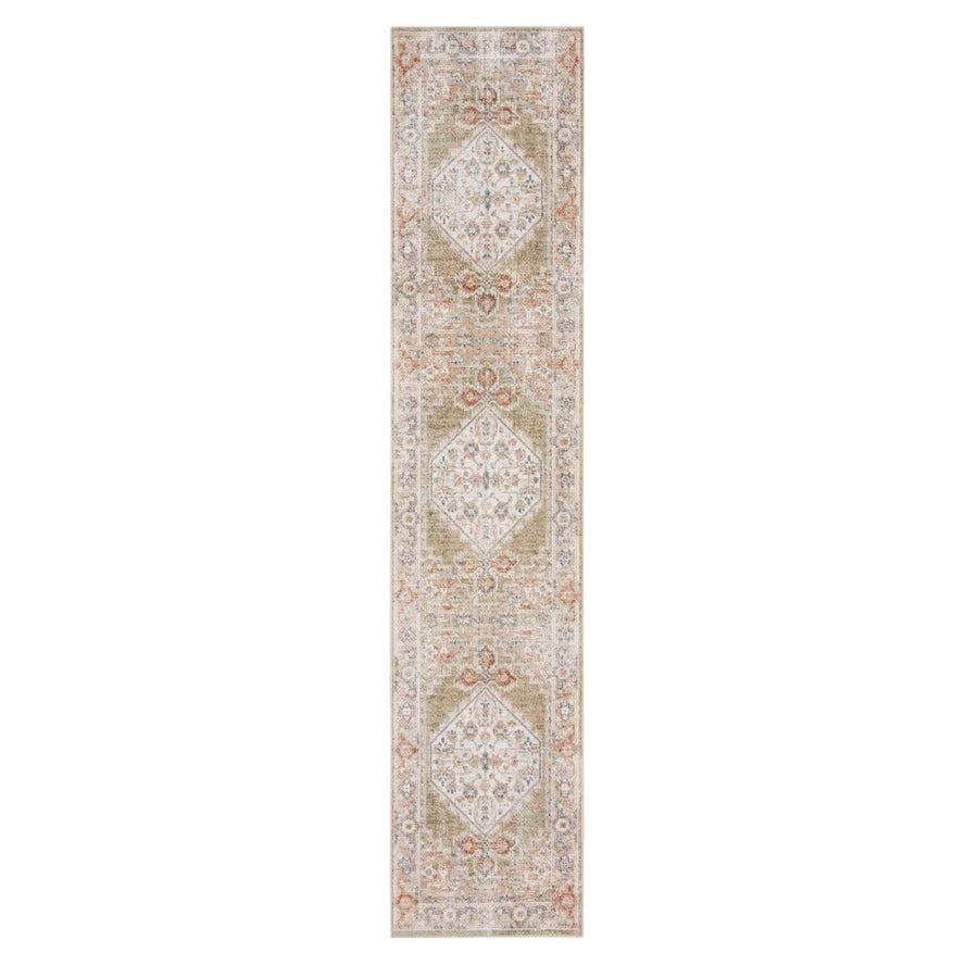 10 Sage Oriental Power Loom Distressed Washable Runner Rug Image 1