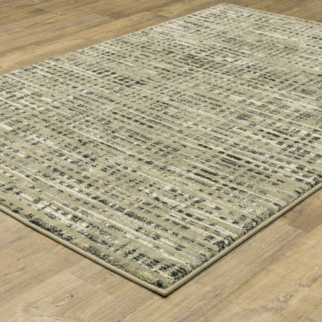 10 X 13 Beige Grey Ivory And Sage Blue Geometric Power Loom Stain Resistant Area Rug Image 6