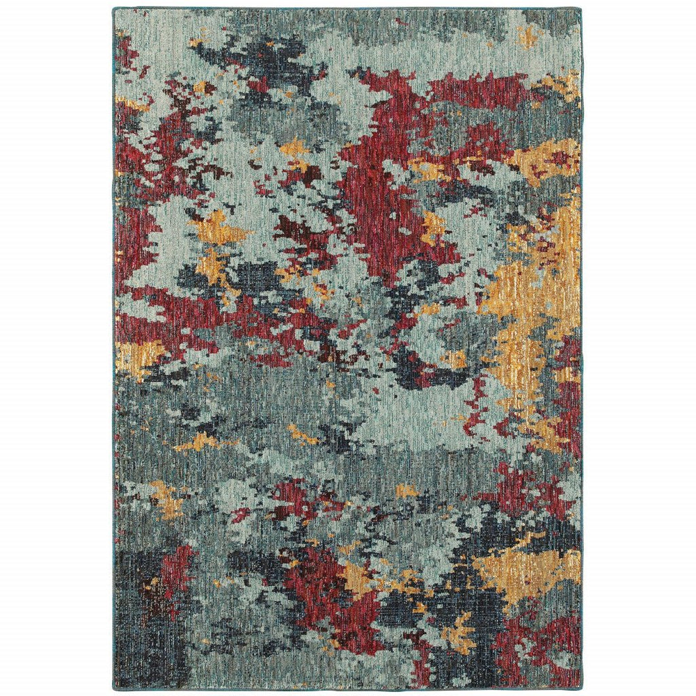 10 x 13 Blue Abstract Power Loom Area Rug Image 2