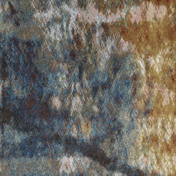 10 X 13 Blue Gold Teal Rust Grey And Beige Abstract Power Loom Stain Resistant Area Rug Image 4