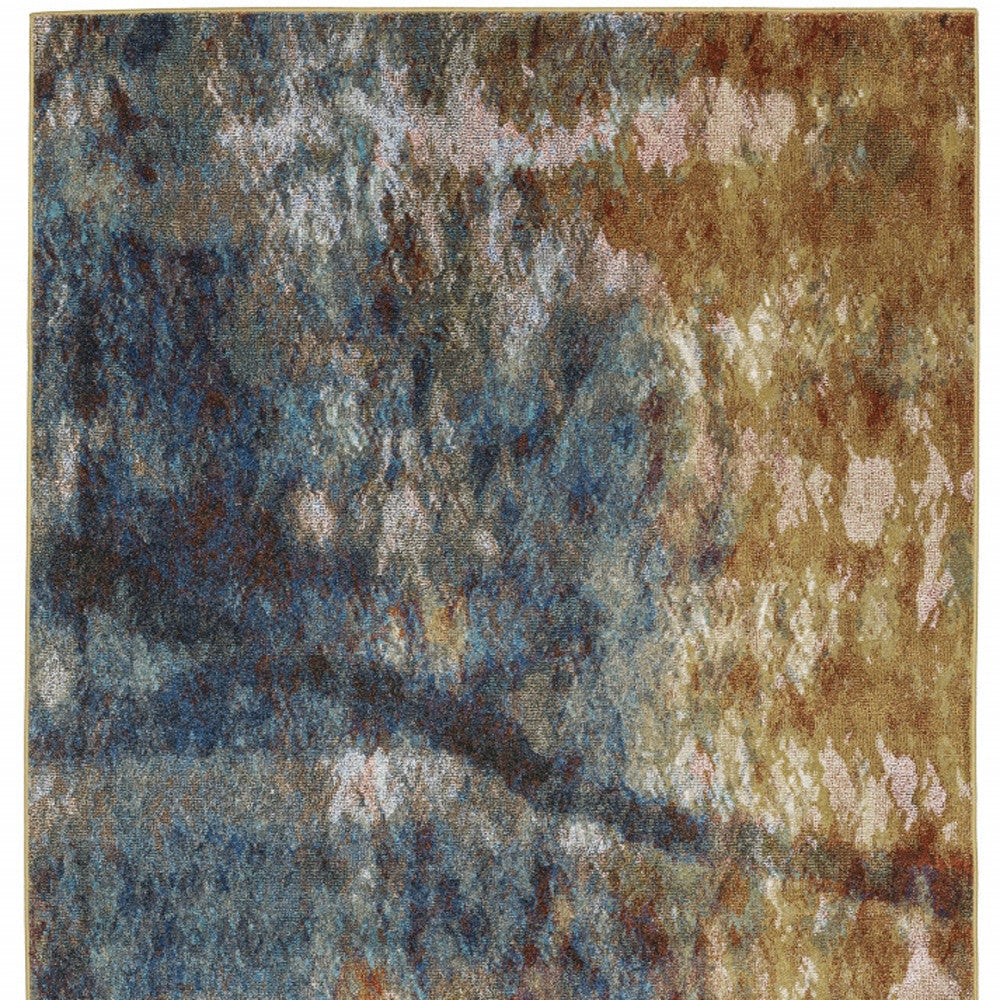 10 X 13 Blue Gold Teal Rust Grey And Beige Abstract Power Loom Stain Resistant Area Rug Image 5