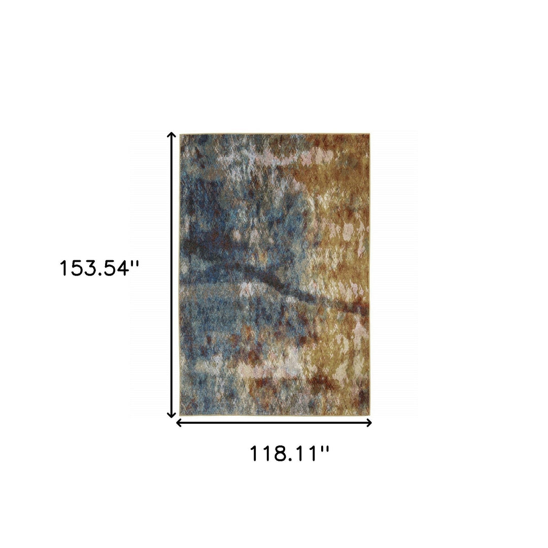 10 X 13 Blue Gold Teal Rust Grey And Beige Abstract Power Loom Stain Resistant Area Rug Image 10