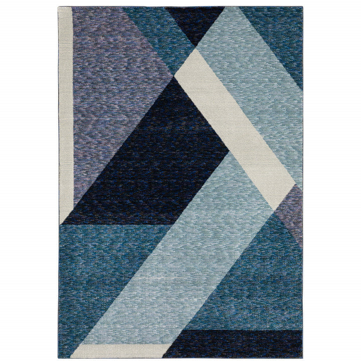 10 x 13 Blue Purple Grey and Teal Geometric Power Loom Area Rug Image 2