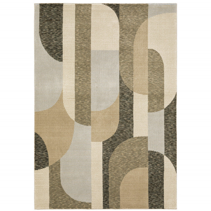 10 x 13 Brown and Ivory Geometric Power Loom Area Rug Image 2