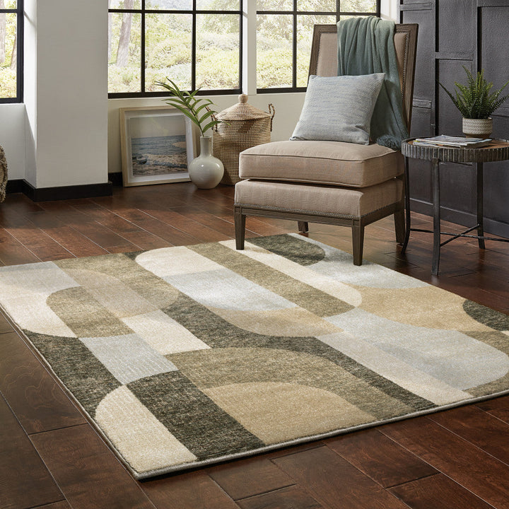 10 x 13 Brown and Ivory Geometric Power Loom Area Rug Image 8