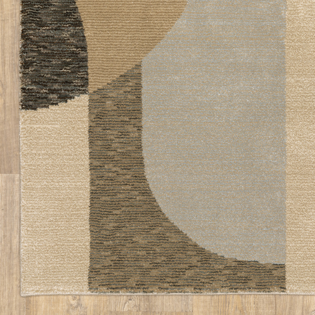 10 x 13 Brown and Ivory Geometric Power Loom Area Rug Image 10