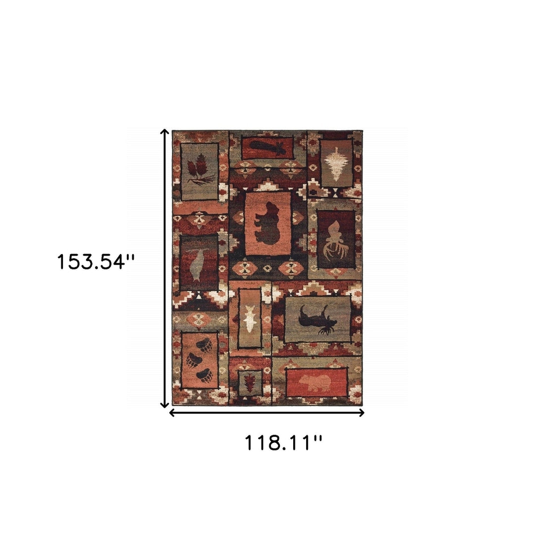 10 X 13 Brown Rust Berry Sage Green Gold And Ivory Southwestern Power Loom Stain Resistant Area Rug Image 5