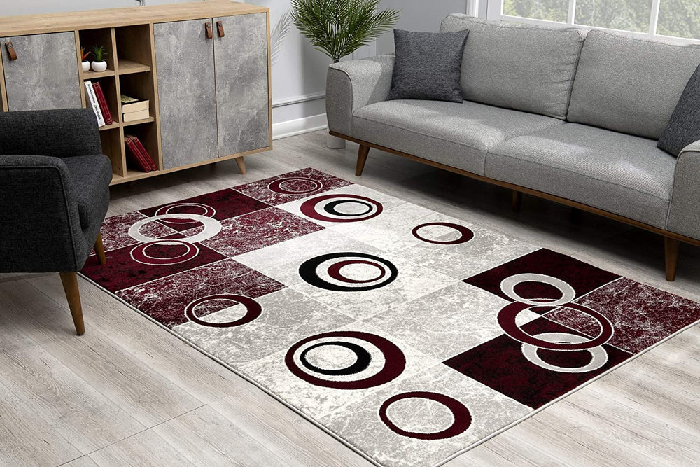 10 Red Abstract Dhurrie Runner Rug Image 2