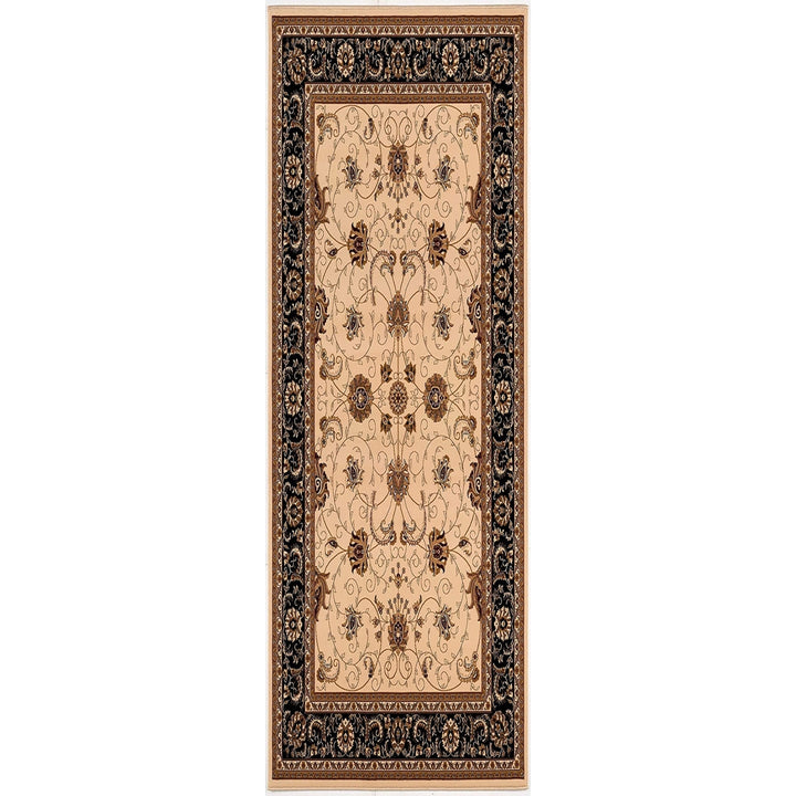 5 x 8 Black and Ivory Oriental Power Loom Area Rug Image 4