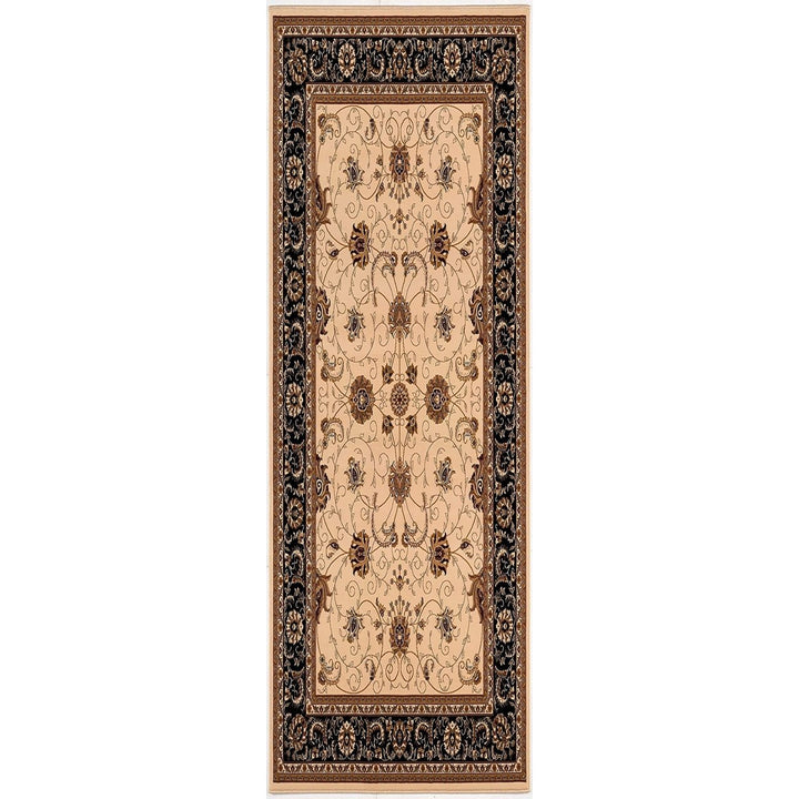 5 x 8 Black and Ivory Oriental Power Loom Area Rug Image 1