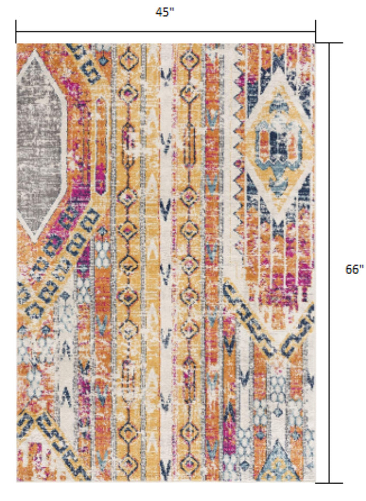 5 x 7 Gold and Ivory Southwestern Area Rug Image 10