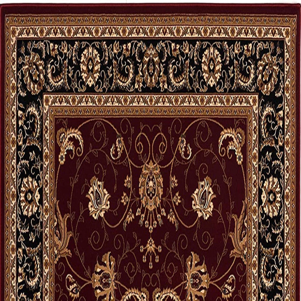 5 x 8 Red and Black Oriental Power Loom Area Rug Image 1