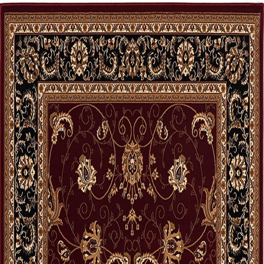 5 x 8 Red and Black Oriental Power Loom Area Rug Image 1