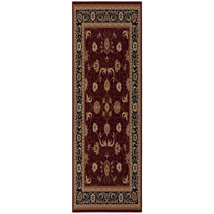 5 x 8 Red and Black Oriental Power Loom Area Rug Image 6