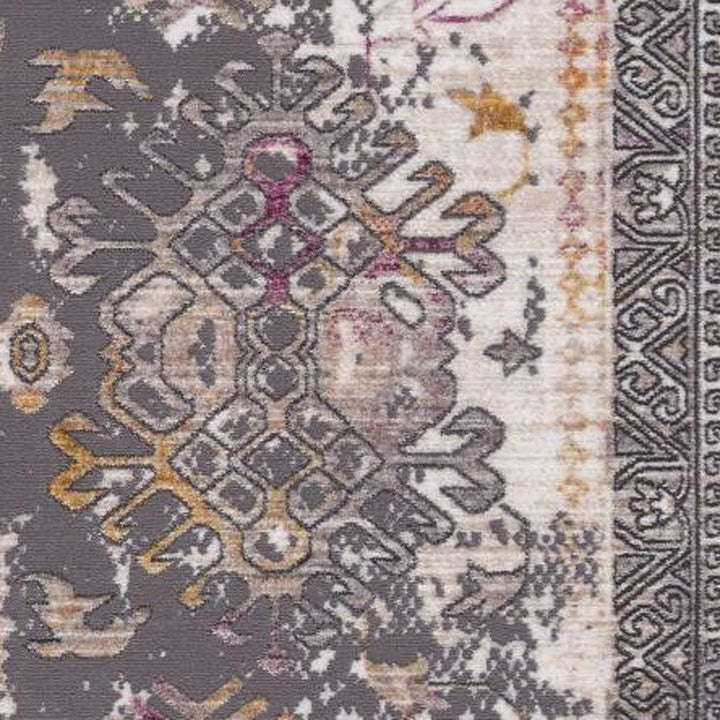 10 Runner Gray and Ivory Oriental Power Loom Runner Rug Image 9