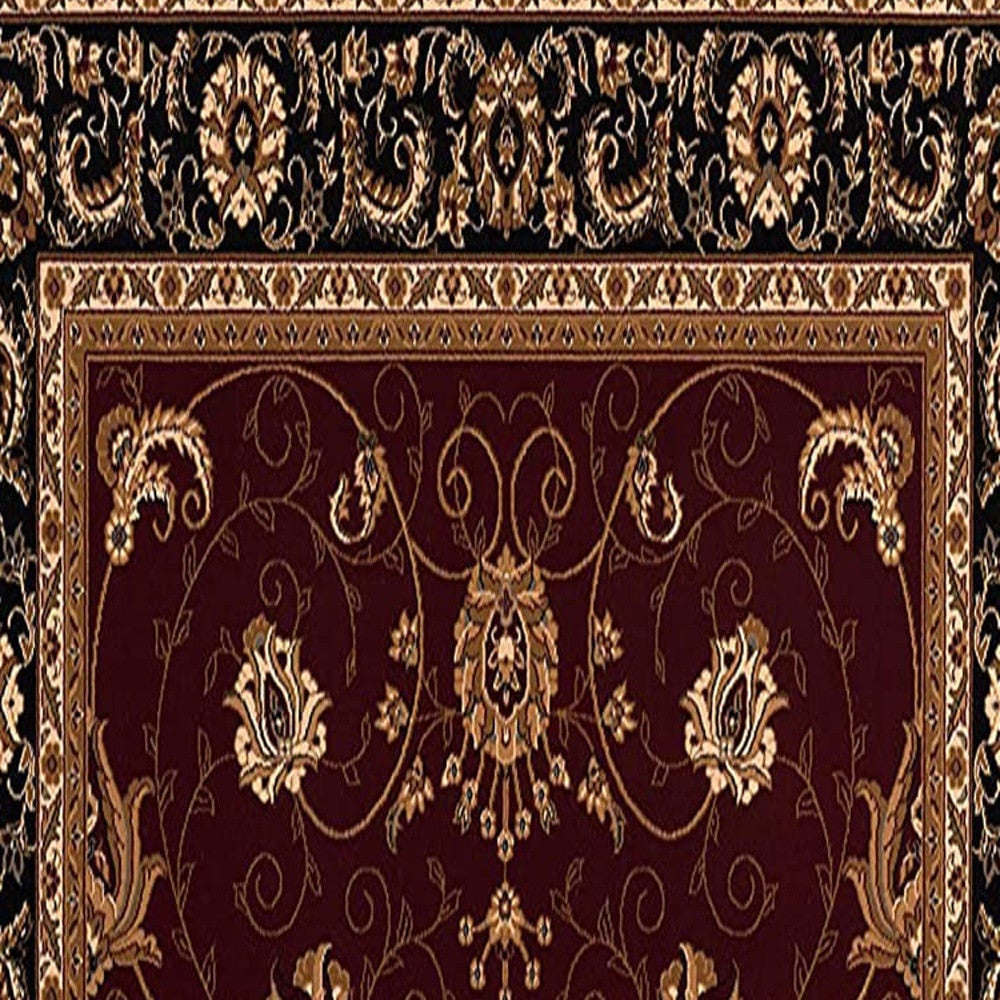 5 x 8 Red and Black Oriental Power Loom Area Rug Image 1