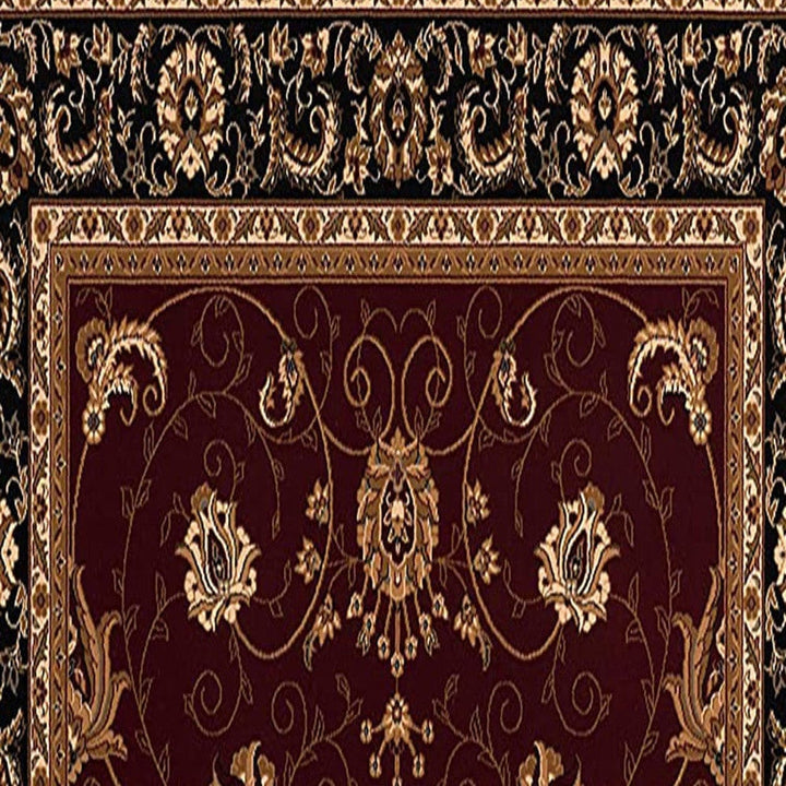 5 x 8 Red and Black Oriental Power Loom Area Rug Image 1