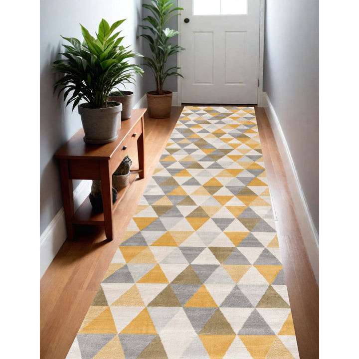 6 x 9 Yellow and Ivory Geometric Area Rug Image 1