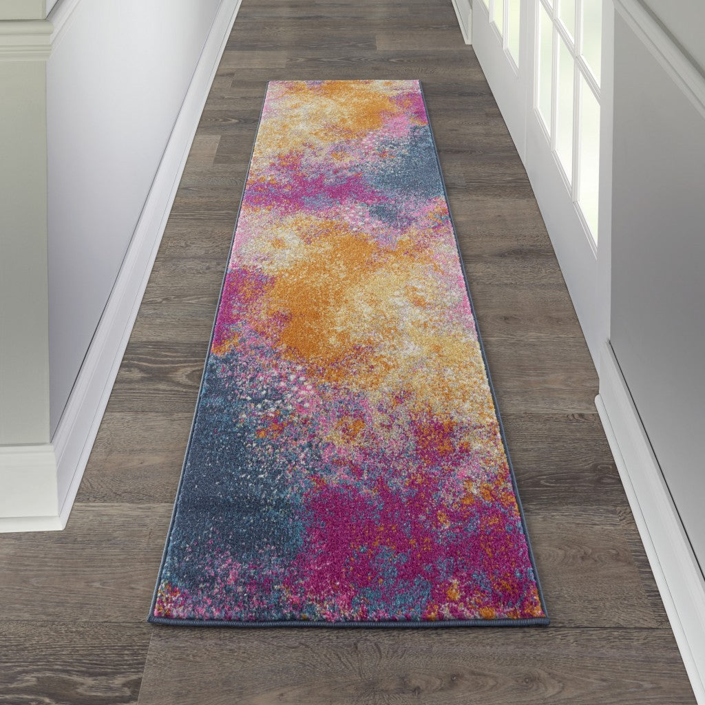 10 Sunset Abstract Power Loom Runner Rug Image 1