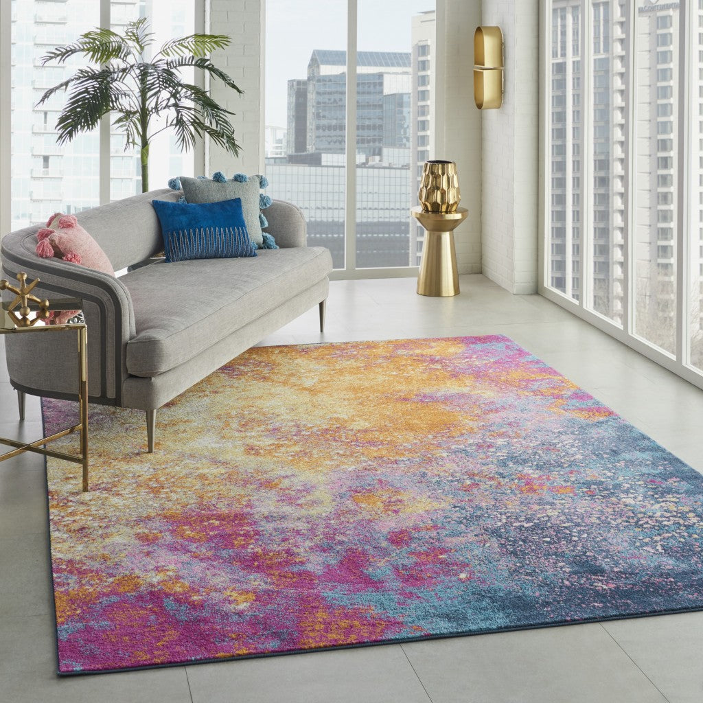 10 Sunset Abstract Power Loom Runner Rug Image 6