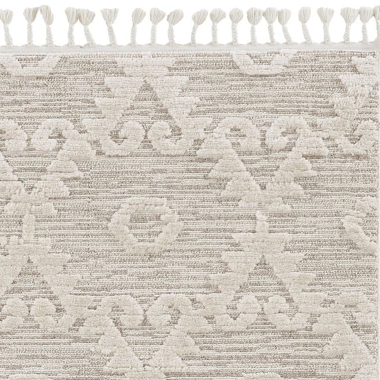 5 x 8 Beige and Ivory Geometric Area Rug Image 2