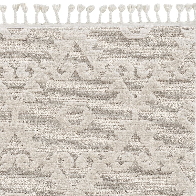 5 x 8 Beige and Ivory Geometric Area Rug Image 3