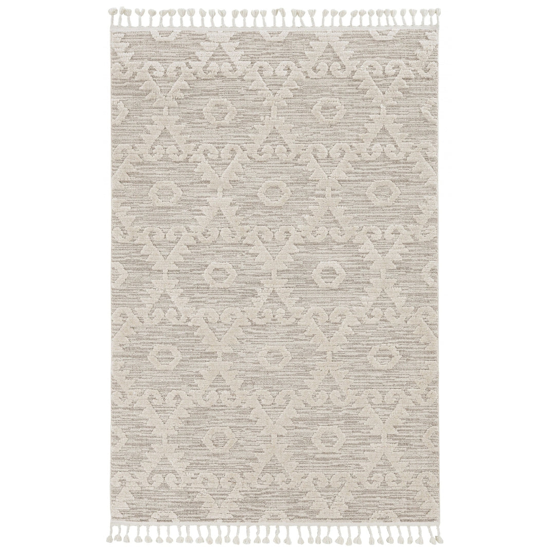 5 x 8 Beige and Ivory Geometric Area Rug Image 7