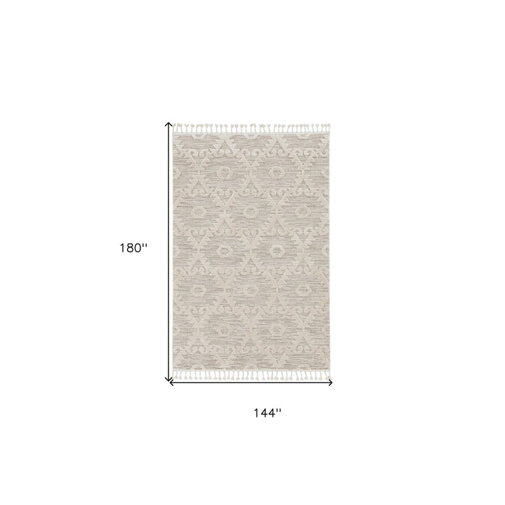 5 x 8 Beige and Ivory Geometric Area Rug Image 8