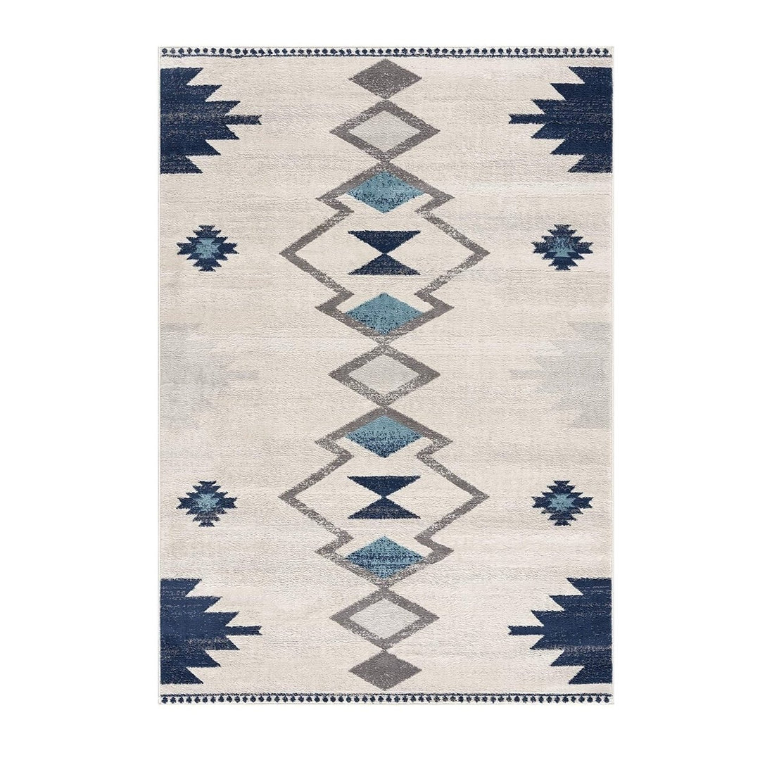 2 X 4 Blue and Ivory Southwestern Area Rug Image 1